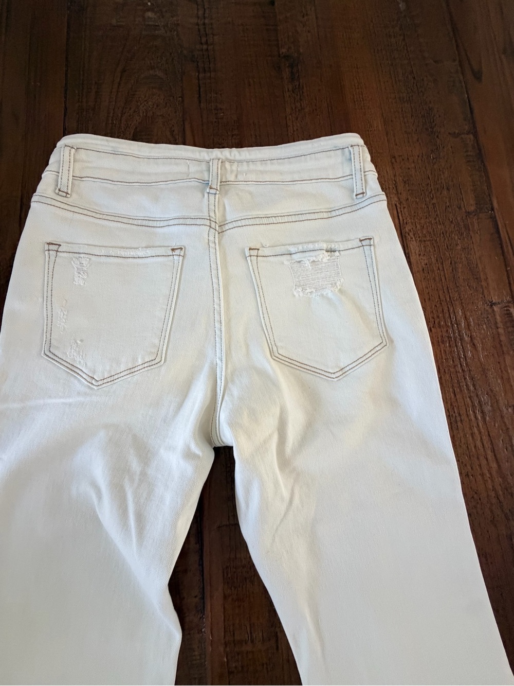 White vervet high rise Flared Women's Jeans Distressed 28 - Picture 8 of 11